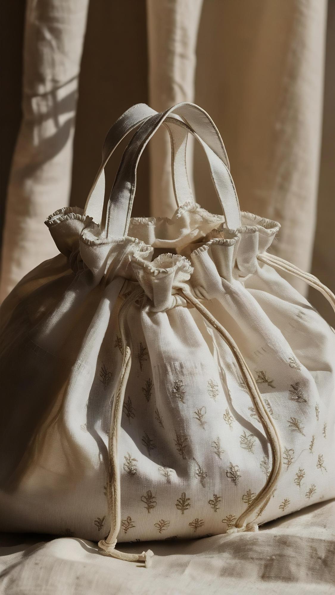 Borsa in lino con monogramma ricamato